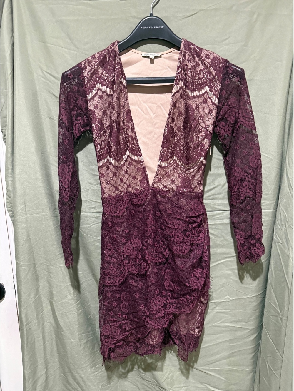 Charlotte Russe Burgundy Lace Long Sleeve Bodycon Dress